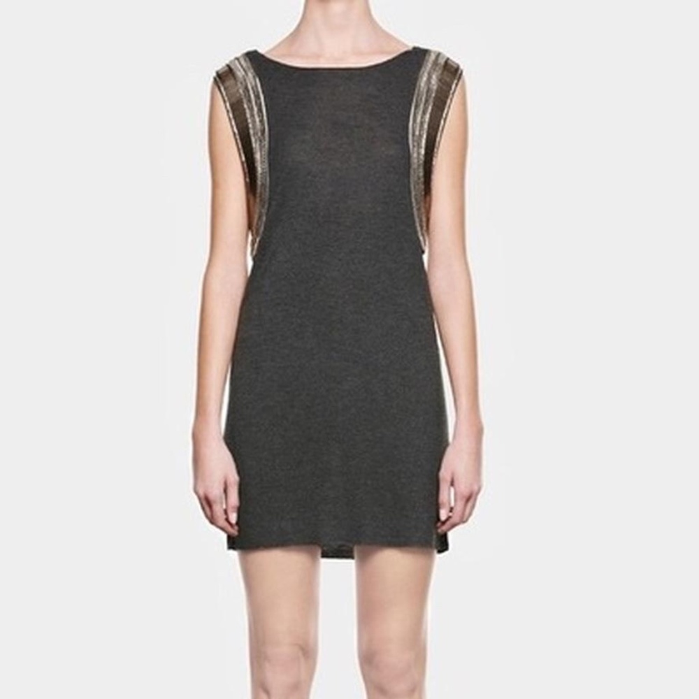 All Saints Black and Gold Mini Dress